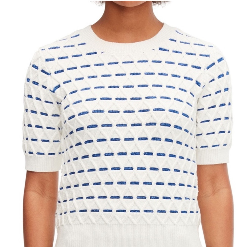 kate spade White and Blue Crew Neck Sweater